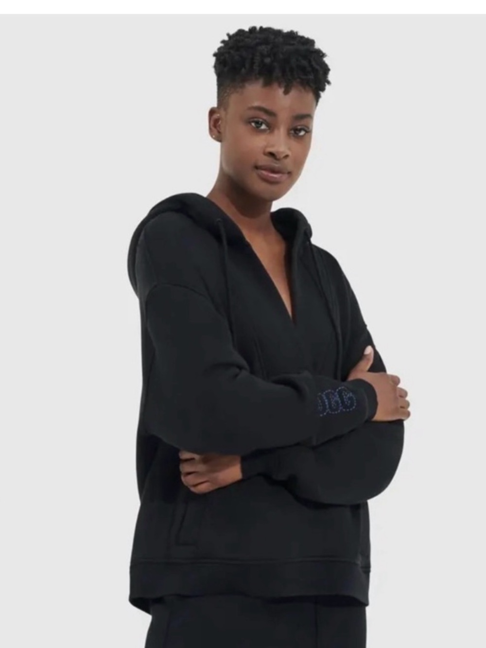 UGG Adryann Hoodie M 24” p2p Black $128 Retail NWOT